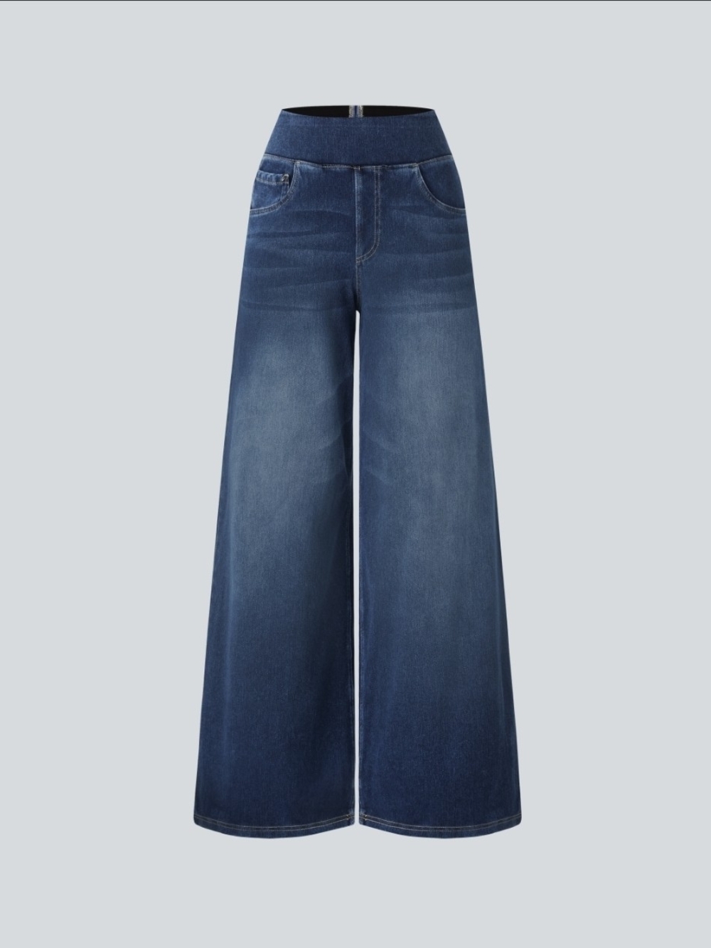 HALARA Wide-Leg High Waisted Jeans - Dark Blue